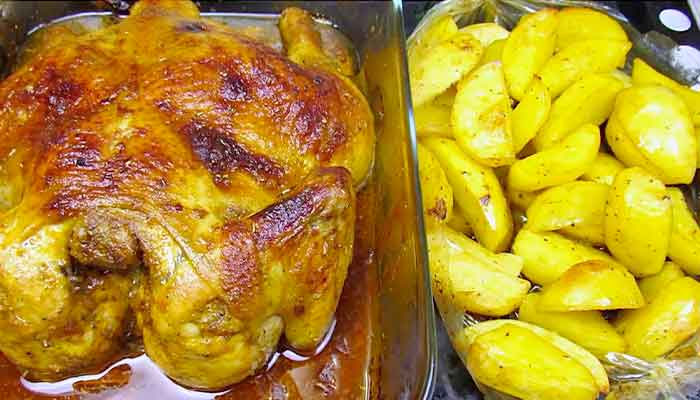 Курица запеченная в духовке с картошкой